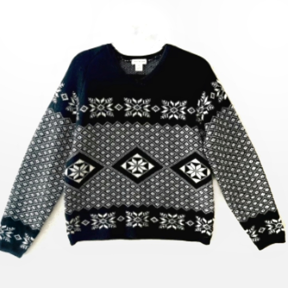 Ann Taylor Fairisle Wool Snowflake Pullover Sweater